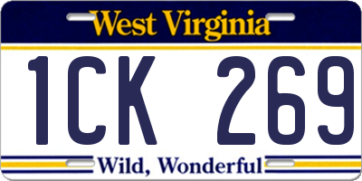 WV license plate 1CK269