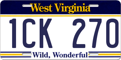 WV license plate 1CK270
