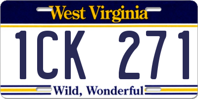 WV license plate 1CK271