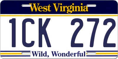 WV license plate 1CK272