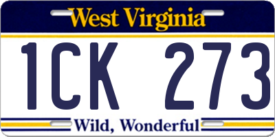 WV license plate 1CK273