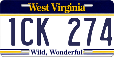 WV license plate 1CK274