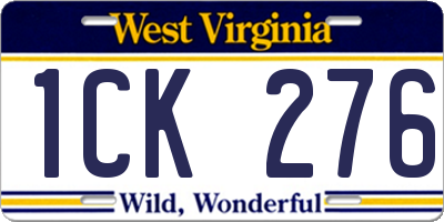 WV license plate 1CK276