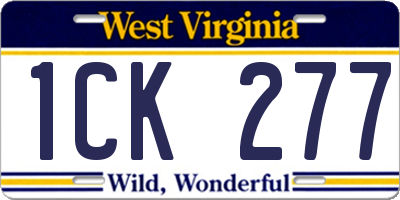 WV license plate 1CK277