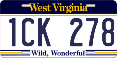 WV license plate 1CK278