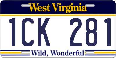 WV license plate 1CK281