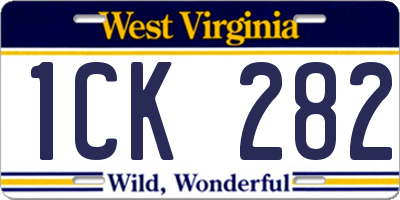 WV license plate 1CK282