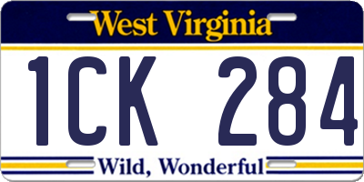 WV license plate 1CK284