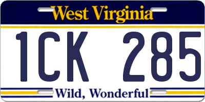 WV license plate 1CK285