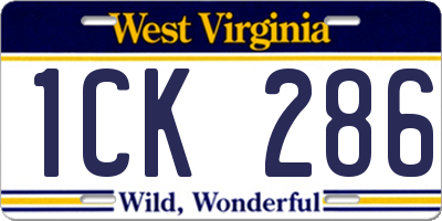 WV license plate 1CK286