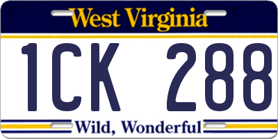 WV license plate 1CK288
