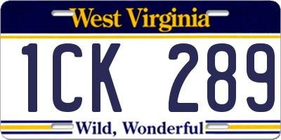 WV license plate 1CK289