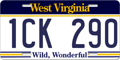 WV license plate 1CK290