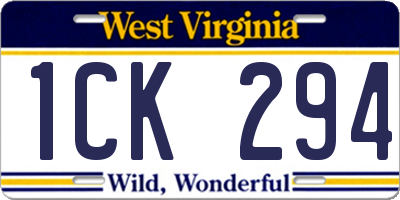 WV license plate 1CK294