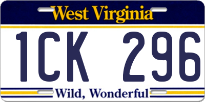 WV license plate 1CK296