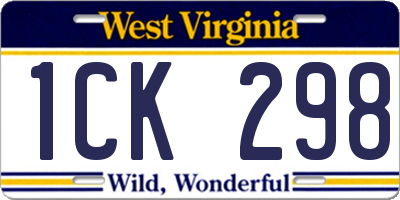 WV license plate 1CK298