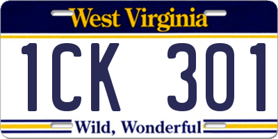 WV license plate 1CK301