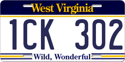 WV license plate 1CK302