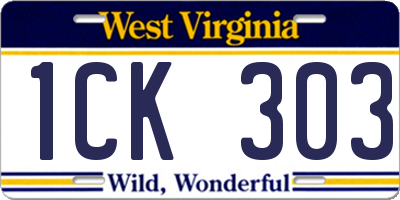 WV license plate 1CK303