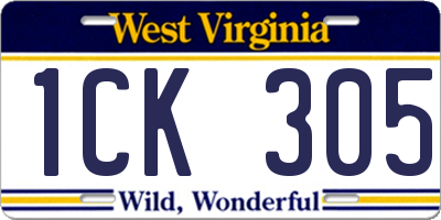 WV license plate 1CK305