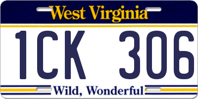 WV license plate 1CK306