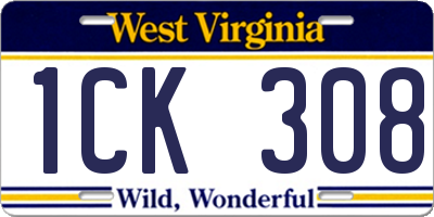 WV license plate 1CK308