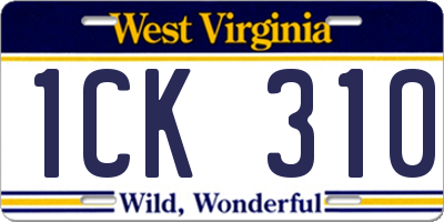WV license plate 1CK310