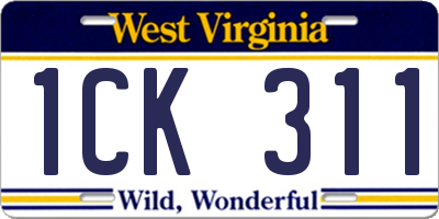 WV license plate 1CK311