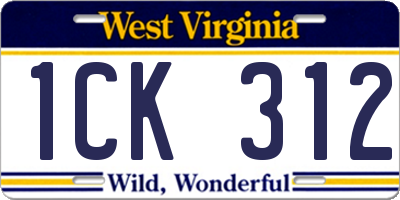 WV license plate 1CK312