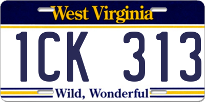 WV license plate 1CK313