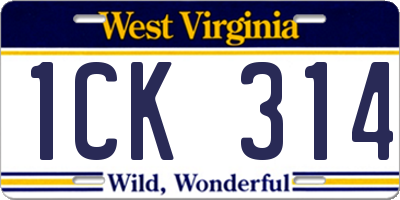 WV license plate 1CK314