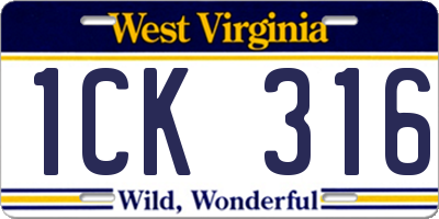 WV license plate 1CK316