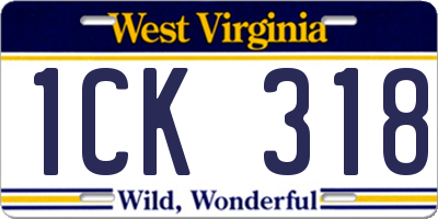 WV license plate 1CK318