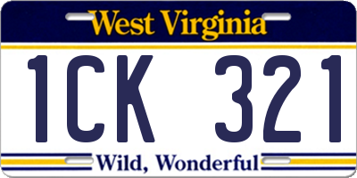 WV license plate 1CK321