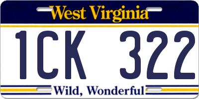 WV license plate 1CK322