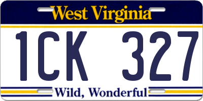 WV license plate 1CK327