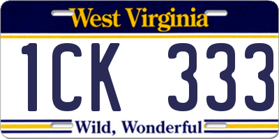 WV license plate 1CK333