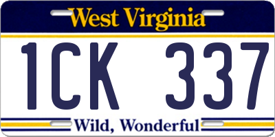 WV license plate 1CK337