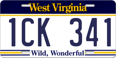 WV license plate 1CK341