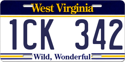 WV license plate 1CK342