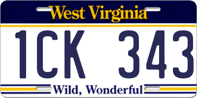 WV license plate 1CK343