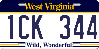 WV license plate 1CK344