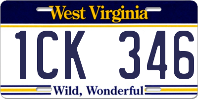 WV license plate 1CK346