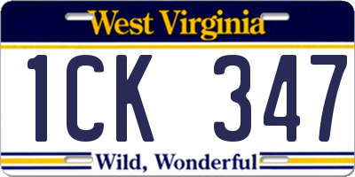 WV license plate 1CK347