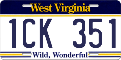 WV license plate 1CK351