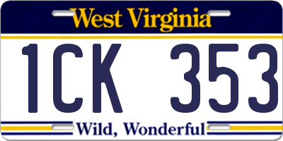 WV license plate 1CK353