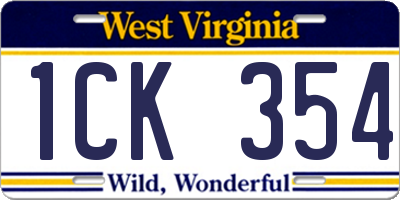 WV license plate 1CK354