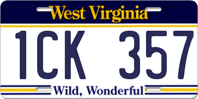 WV license plate 1CK357