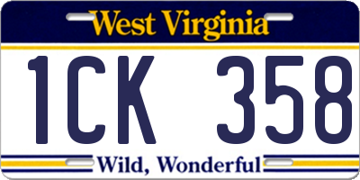 WV license plate 1CK358