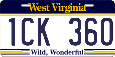 WV license plate 1CK360